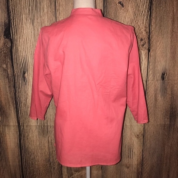 Erika salmon colored button front linen blouse medium - Picture 2 of 6